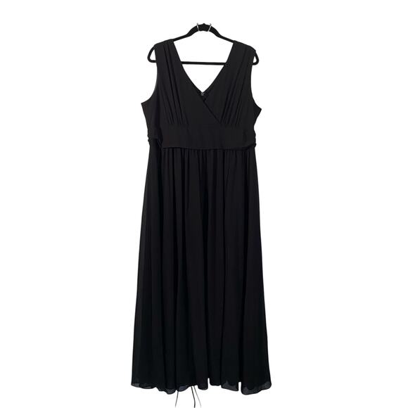 Lulu's Black V-neck Surplice Sleeveless Chiffon Maxi Dress 3X Bridesmaid Wedding - Picture 1 of 8